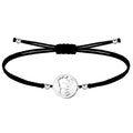 Pulsera Sol Y Luna Hilo Negro Acero Plateado