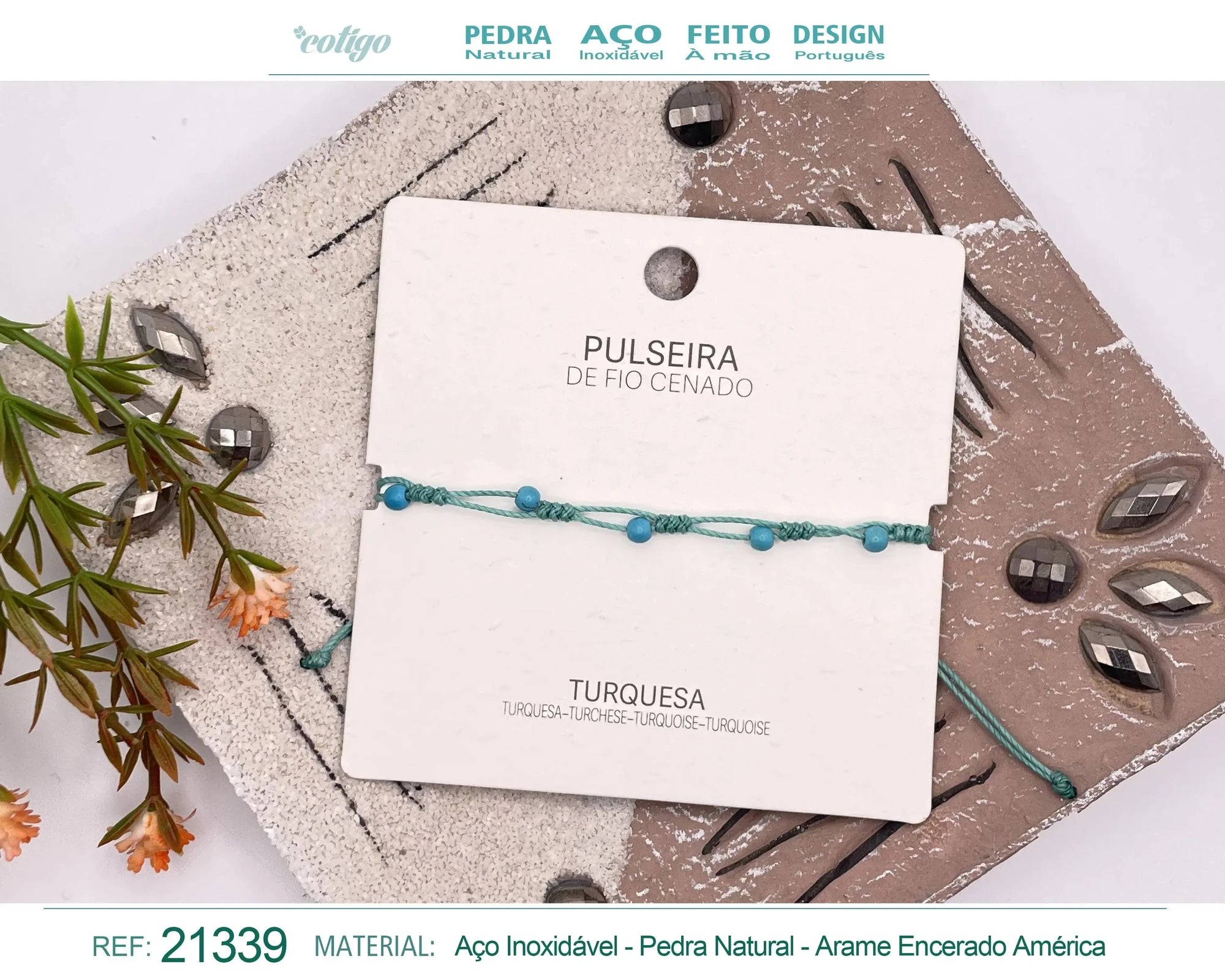 Pulsera de Turquesa con Bolitas Minerales acabado