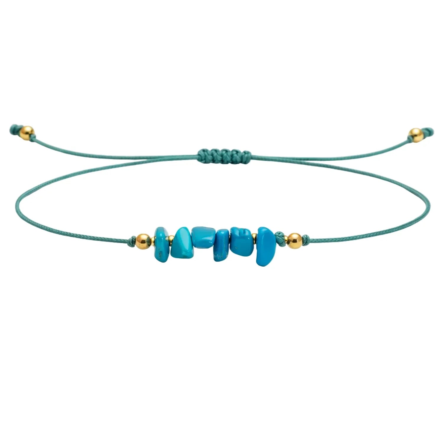 Pulsera de Piedra Natural en Bruto con Hilo Encerado - Piedra Natural Turquesa - SKU 21363