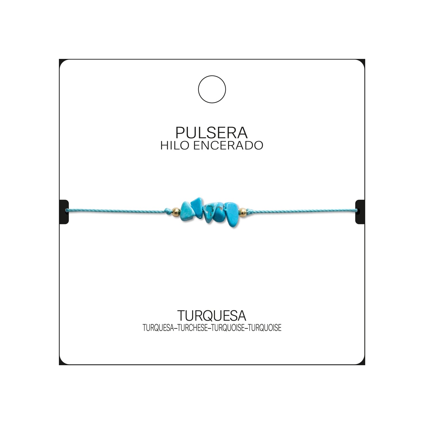 Pulsera de Turquesa en Bruto con Hilo Encerado detalle