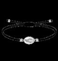 Pulsera de hilo negro encerado con medalla virgen del carmen acero plateado amuleto protección marineros y conductores