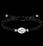 Pulsera de hilo negro encerado con medalla virgen del carmen acero plateado amuleto protección marineros y conductores