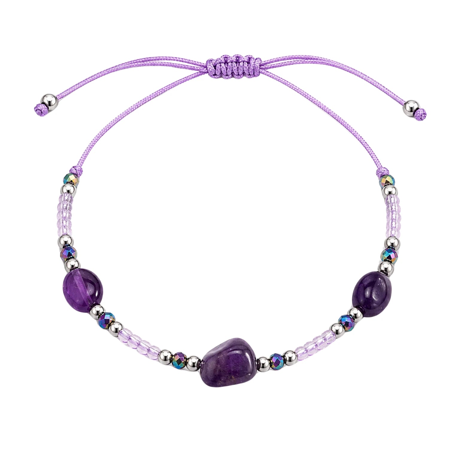 Tobillera Boho de Amatista Natural