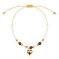 Tobillera con Corazón Dorado Y Perlas