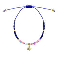 Tobillera con Mariposa Dorada Y Cuentas Azules
