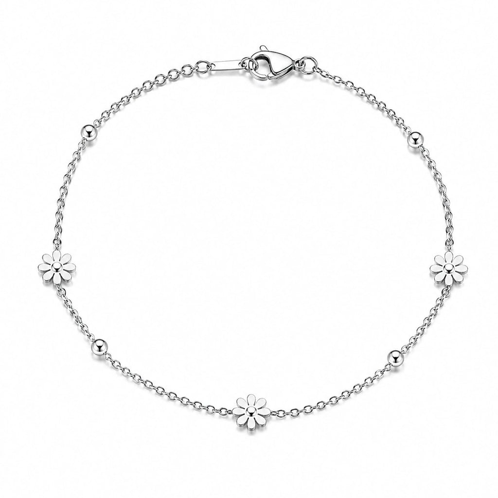 Tobillera de acero inoxidable para mujer con diseño minimalista plateado