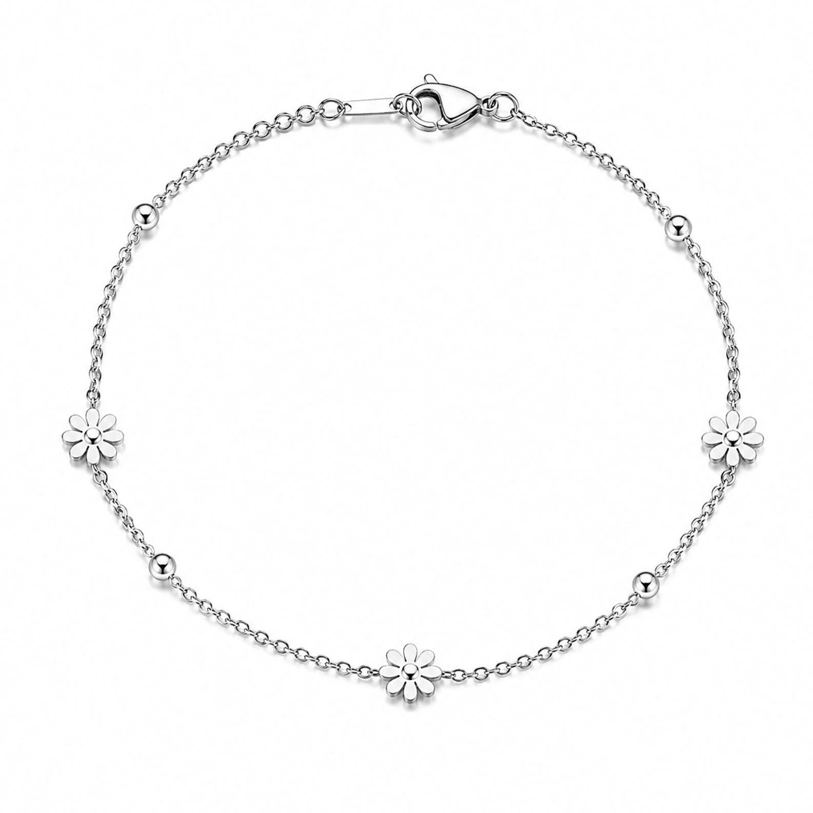 Tobillera de acero inoxidable para mujer con diseño minimalista plateado