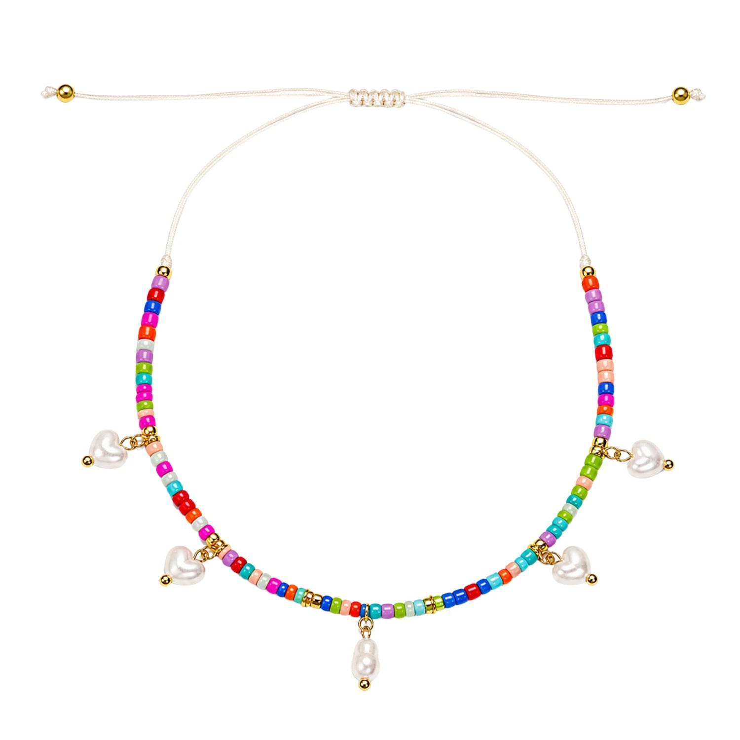 Tobillera Multicolor con Perlas Colgantes