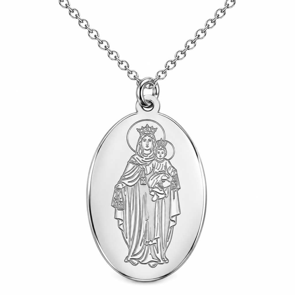 Collar Virgen del Carmen, tono plateado, referencia 25710, vista principal