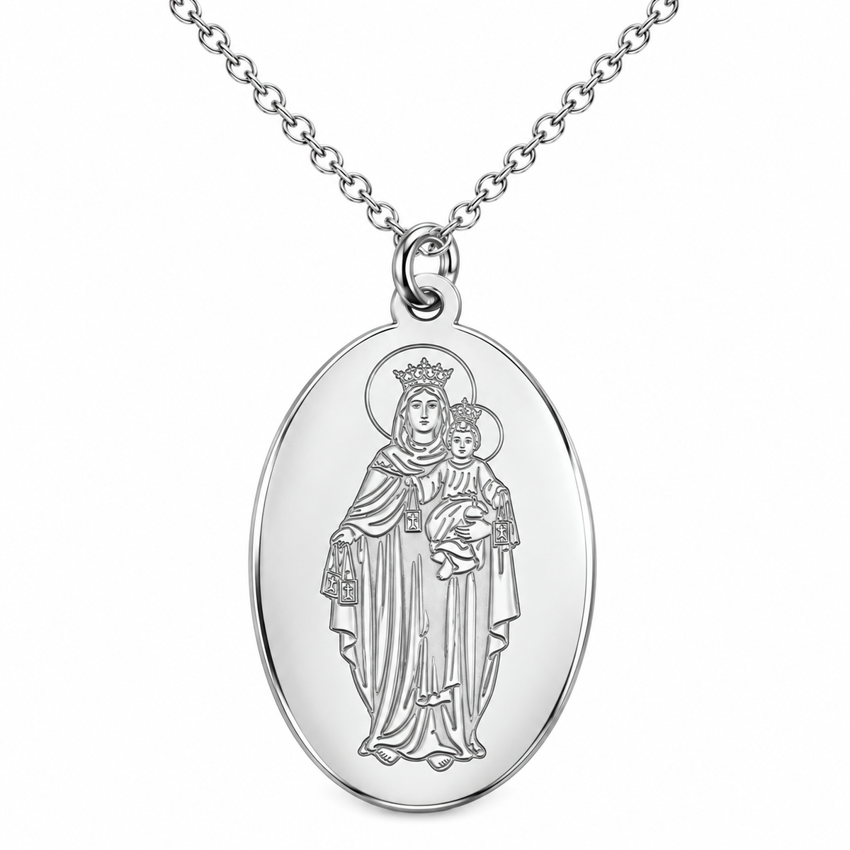 Collar Virgen del Carmen, tono plateado, referencia 25710, vista principal
