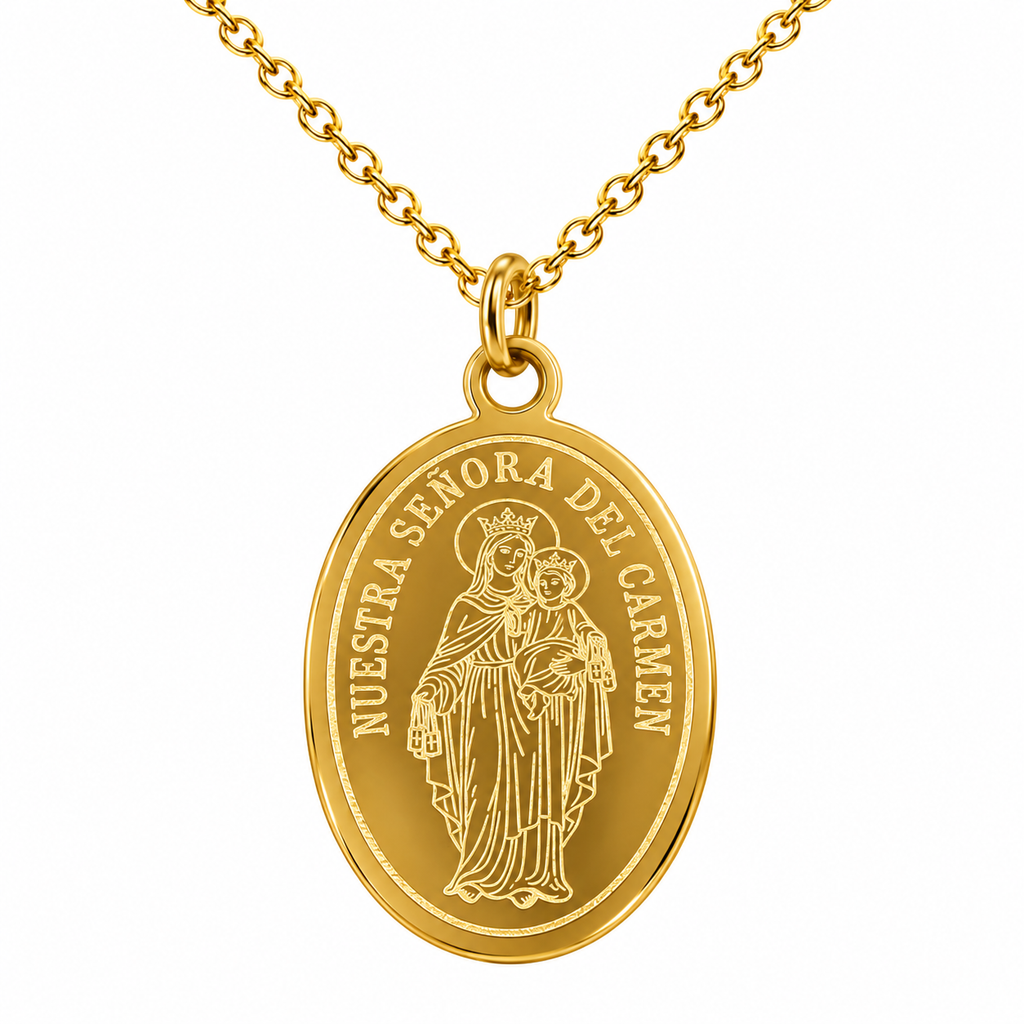 Collar Virgen del Carmen, tono dorado, referencia 25715, vista principal