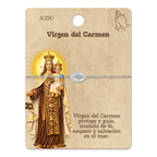 Pulsera Virgen del Carmen, tono plateado, referencia 25720, presentación en tarjeta