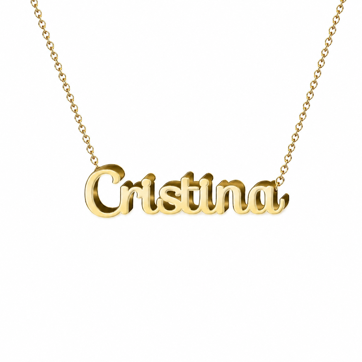 Collar con nombre personalizado Cristina - Bañado en oro de 14k - IMAGEN2 V3