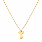 Colgante dorado de acero inoxidable con Cruz Tau lisa y cadena fina