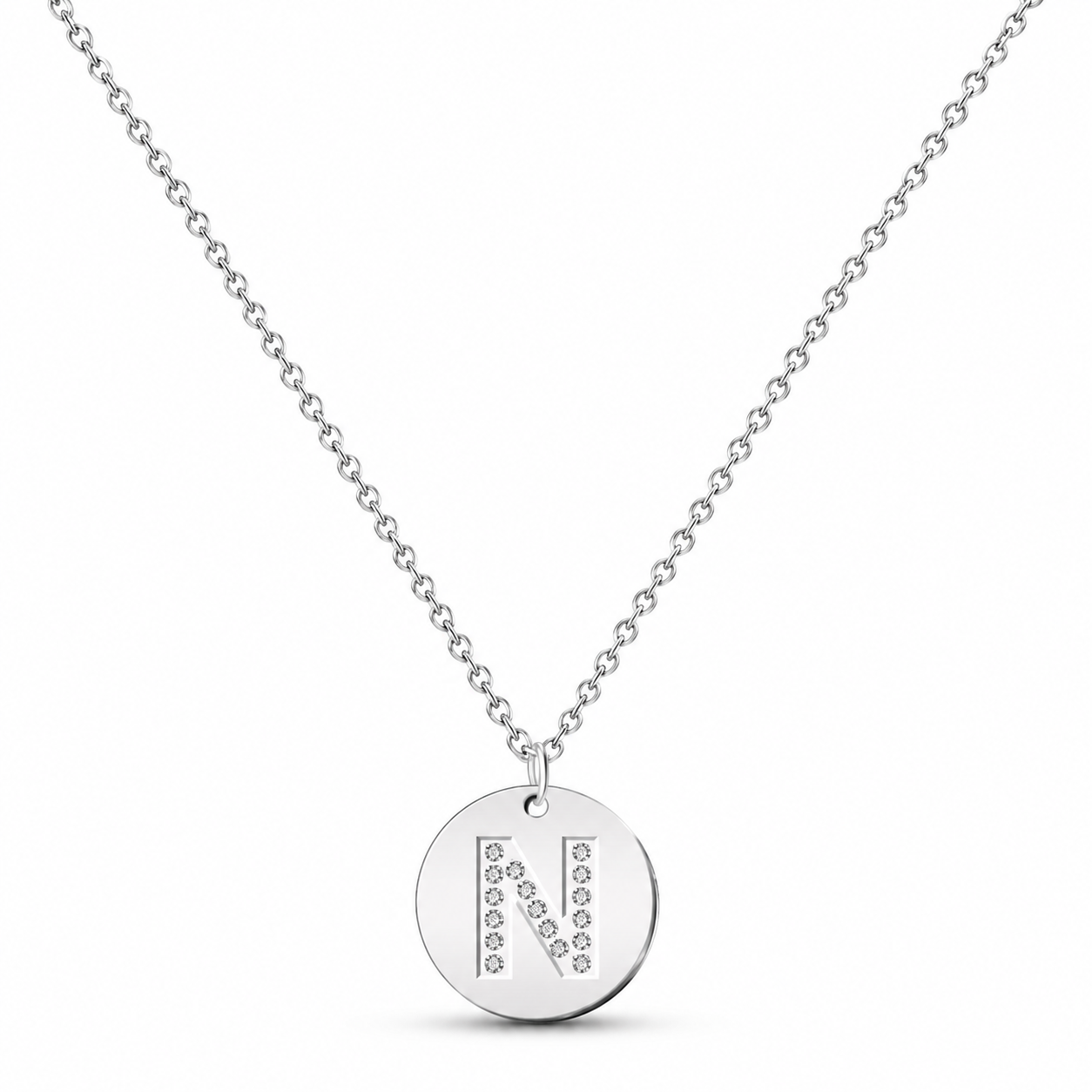 Collar Medalla de Letra Inicial con Circonitas