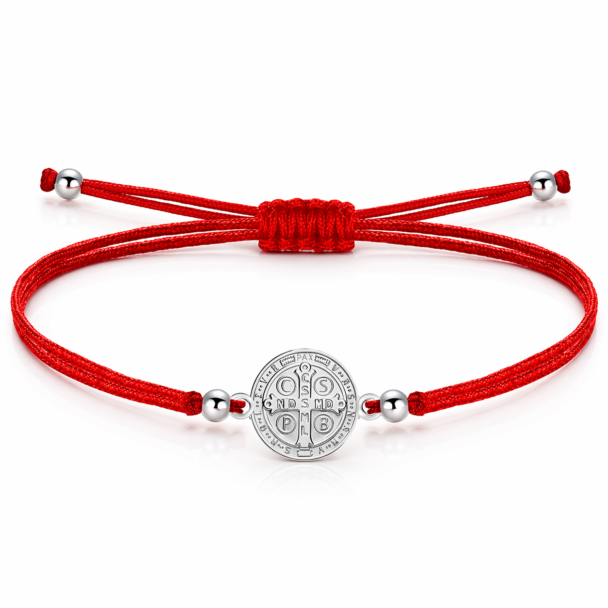 Pulsera Hilo Encerado con Medalla de San Benito Acero Inoxidable