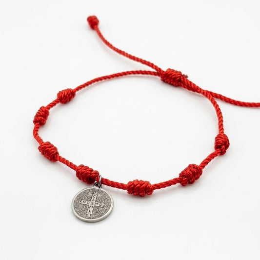 Pulsera 7 nudos con Medalla de San Benito Acero Inoxidable