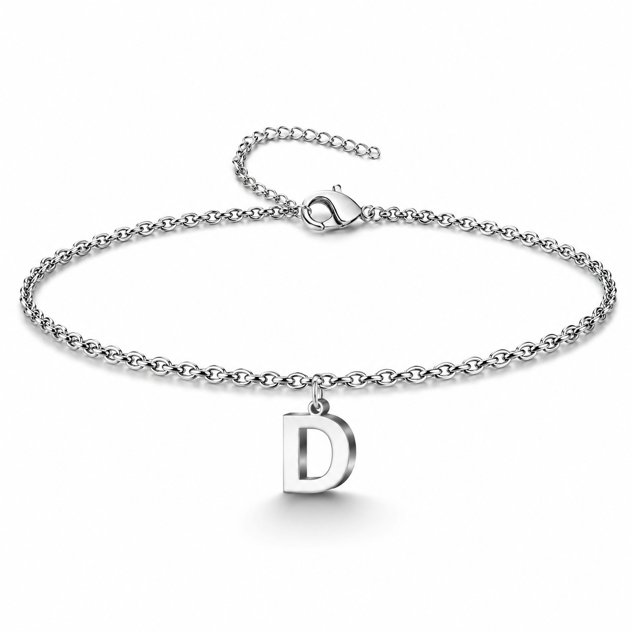 Pulsera con Colgante Letra Inicial en Acero