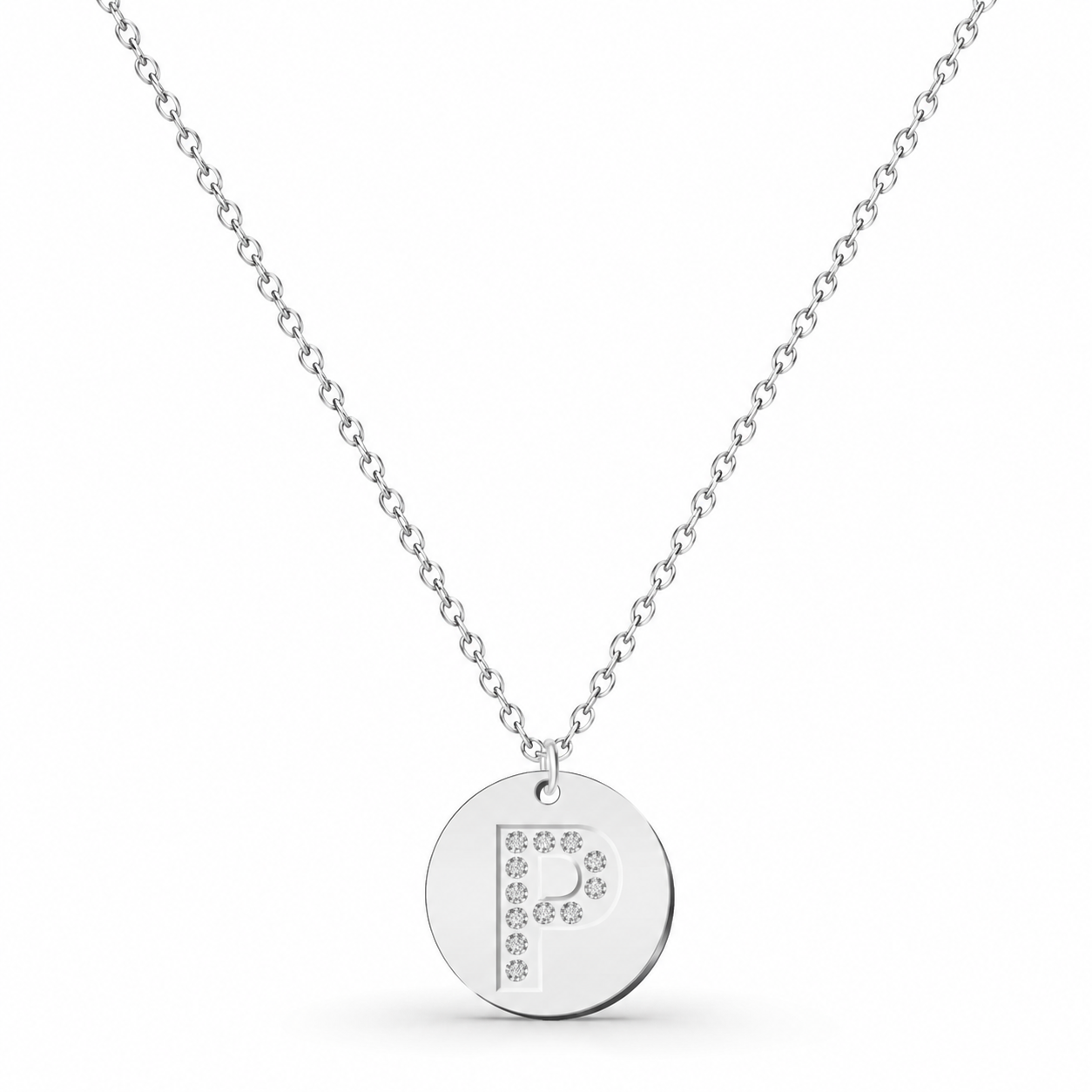 Collar Medalla de Letra Inicial con Circonitas