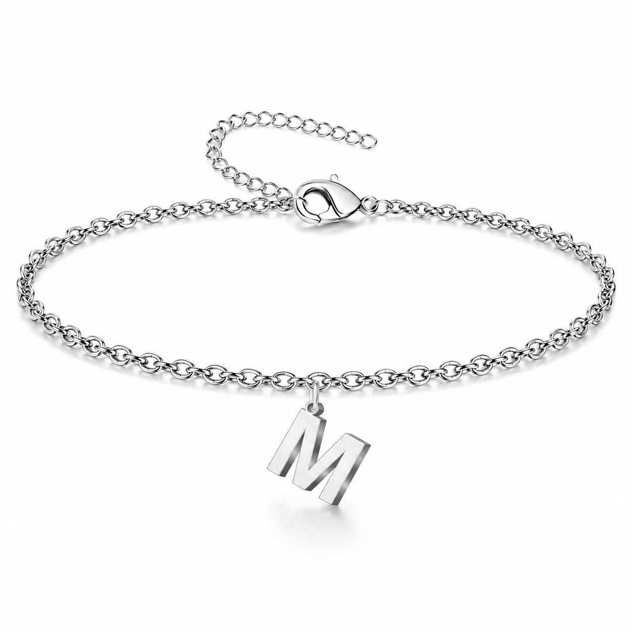Pulsera con Colgante Letra Inicial en Acero