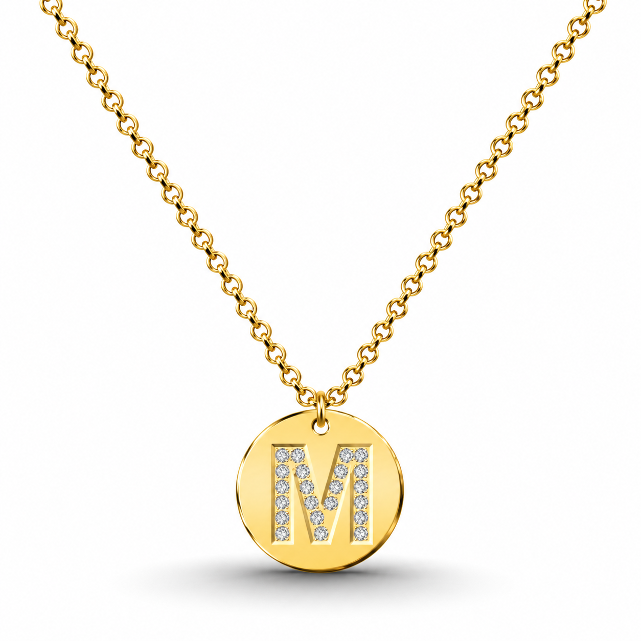 Collar Medalla de Letra Inicial con Circonitas