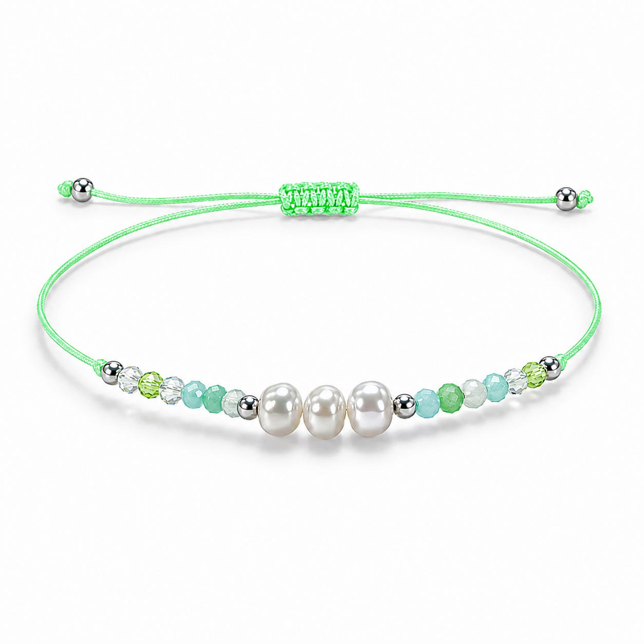 Pulsera Hilo Verde con Perlas