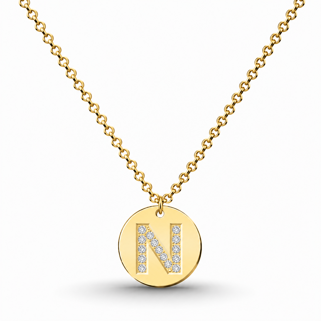 Collar Medalla de Letra Inicial con Circonitas