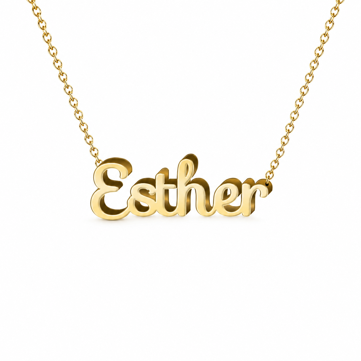Collar con nombre personalizado Esther - Bañado en oro de 14k - IMAGEN2 V3