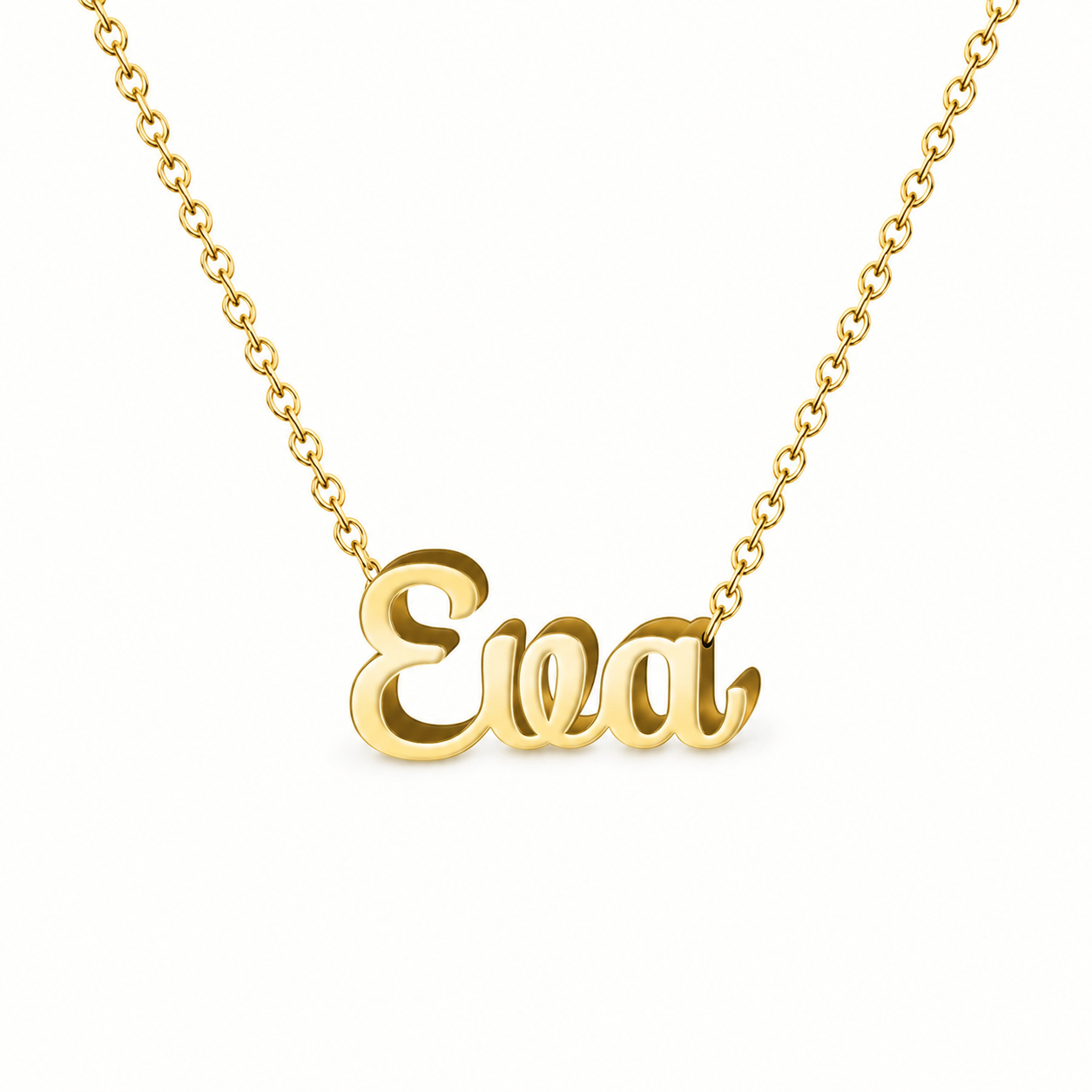 Collar con nombre personalizado Eva - Bañado en oro de 14k - IMAGEN2 V3
