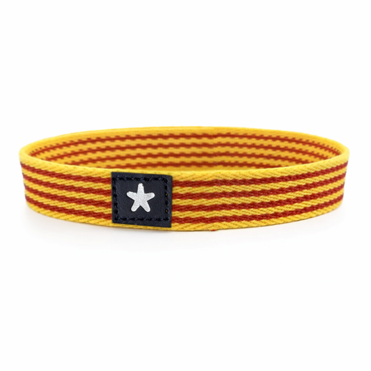 Pulsera elástica con bandera de Cataluña en amarillo y rojo