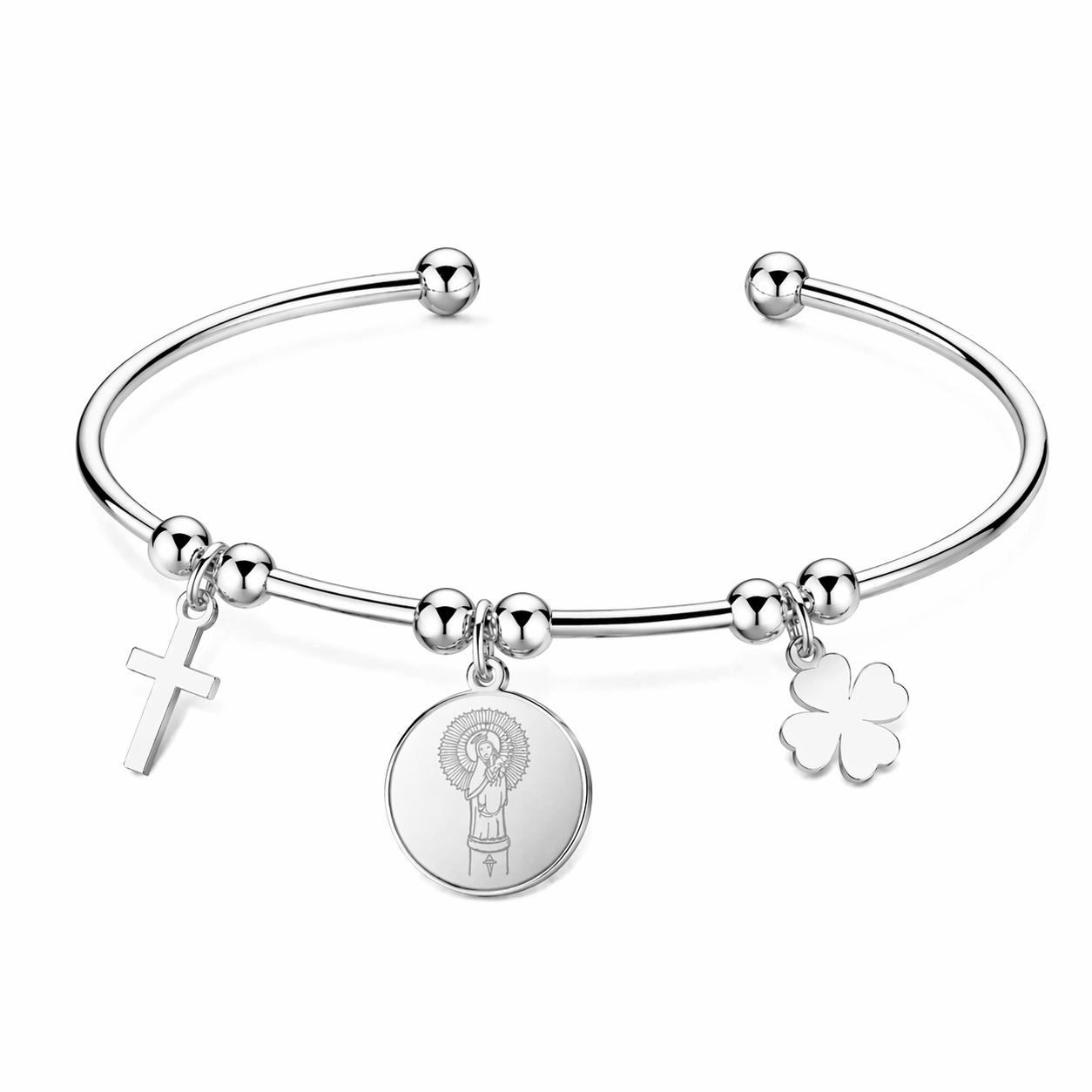 Brazalete Virgen del Pilar con Charms de Protección y Suerte cotigo