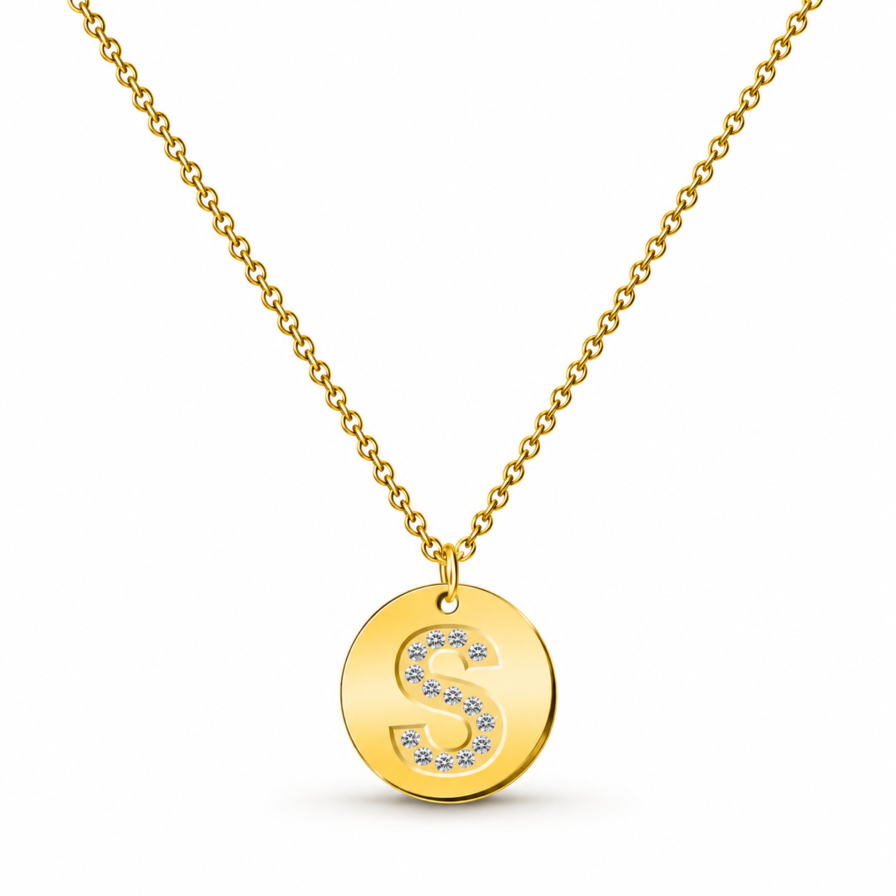 Collar Medalla de Letra Inicial con Circonitas