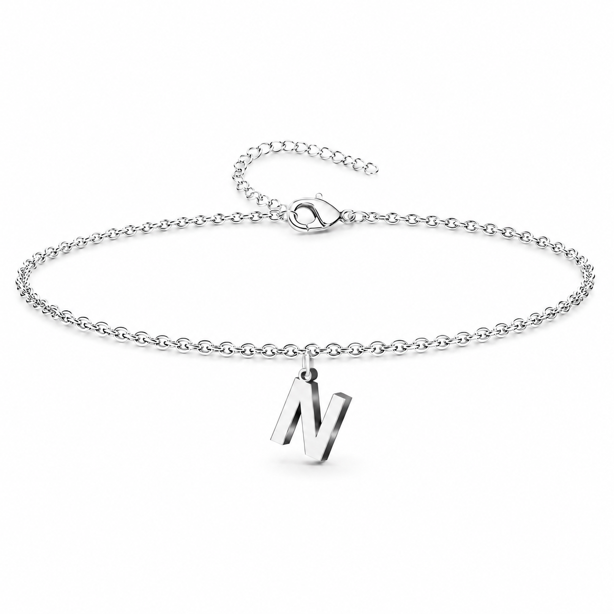 Pulsera con Colgante Letra Inicial en Acero