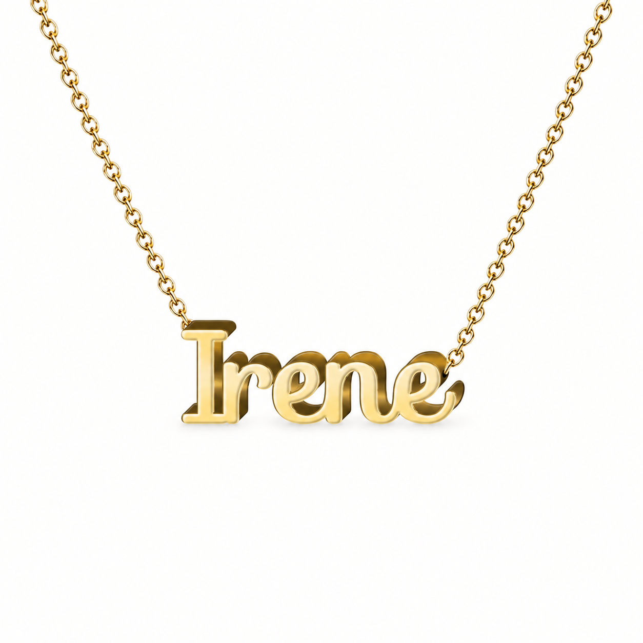 Collar con nombre personalizado Irene - Bañado en oro de 14k - IMAGEN2 V3