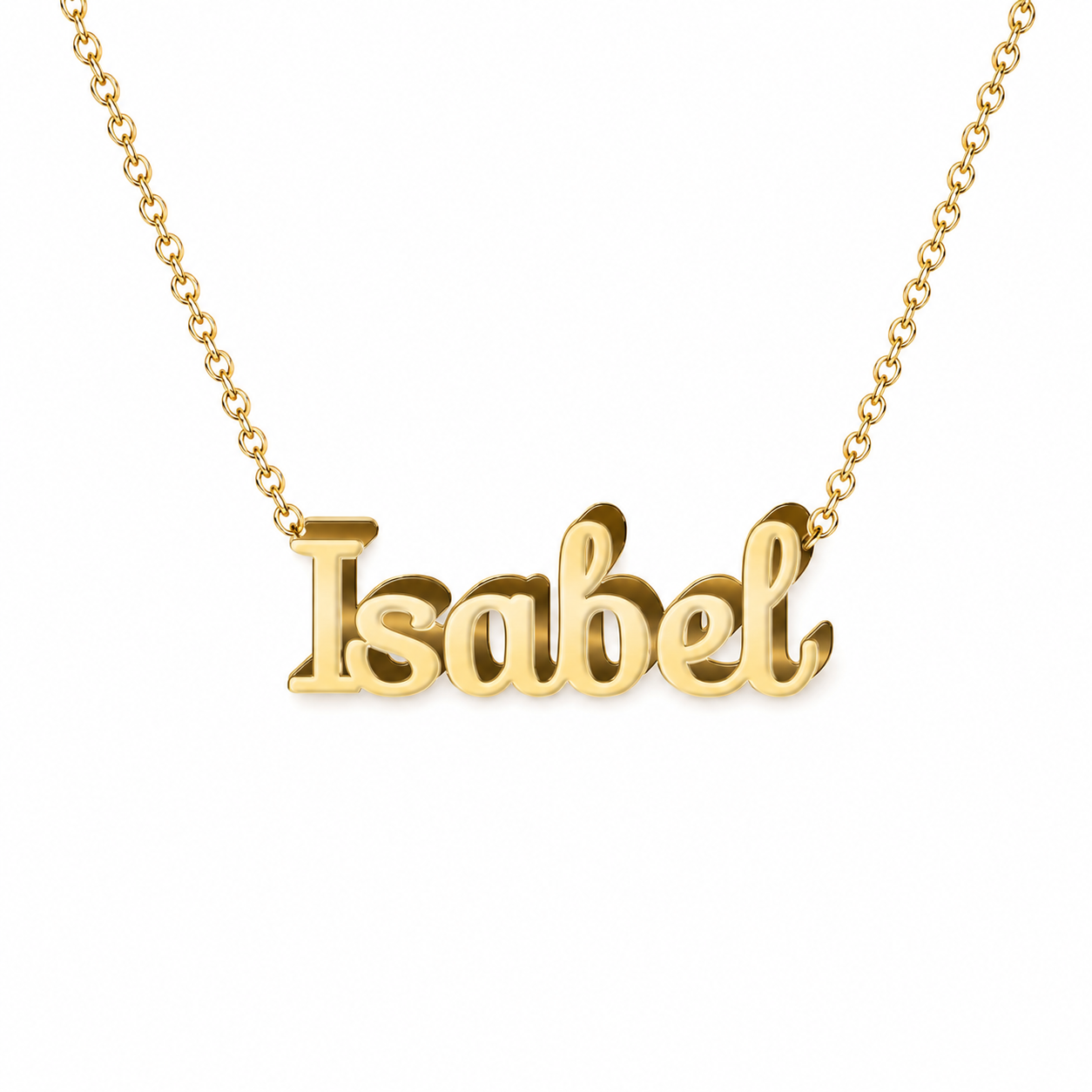 Collar con nombre personalizado Isabel - Bañado en oro de 14k - IMAGEN2 V3