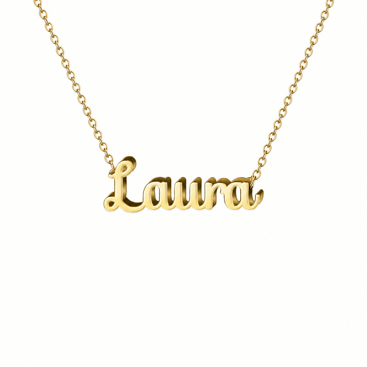 Collar con nombre personalizado Laura - Bañado en oro de 14k - IMAGEN2 V3