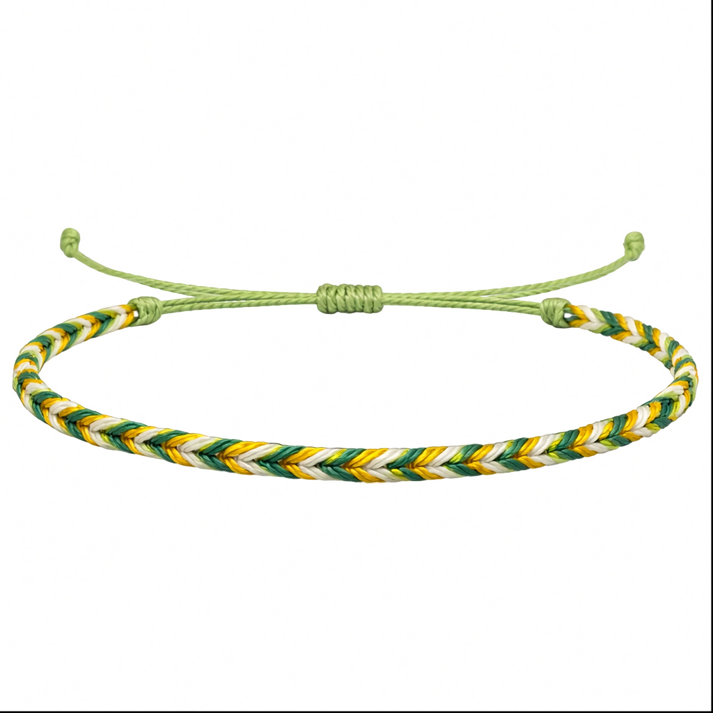 Amazonas - Pulsera Surfista de Hilo Encerado - Verde y Amarillo cotigo
