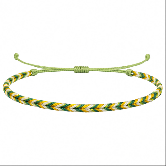 Amazonas - Pulsera Surfista de Hilo Encerado - Verde y Amarillo