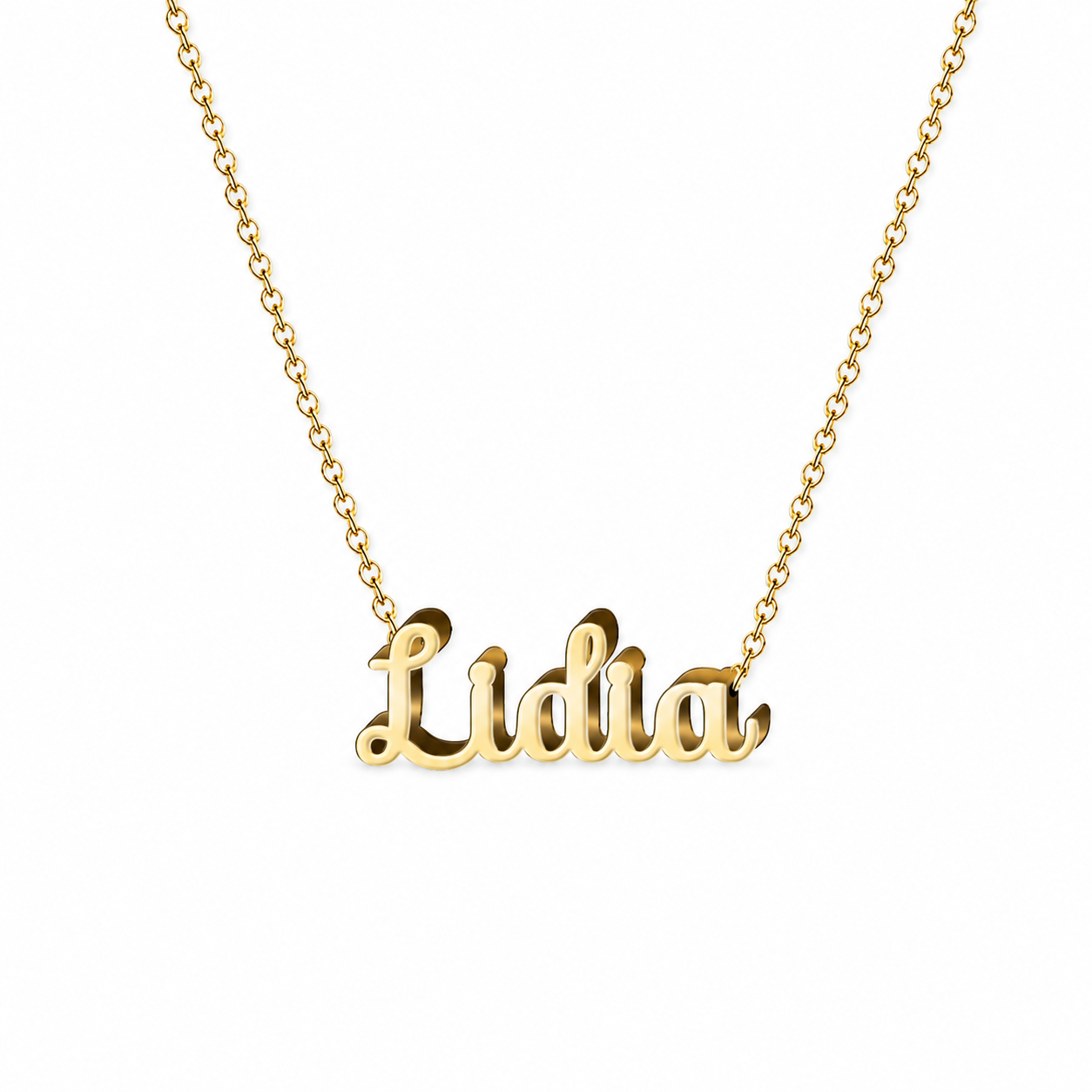 Collar con nombre personalizado Lidia - Bañado en oro de 14k - IMAGEN2 V3