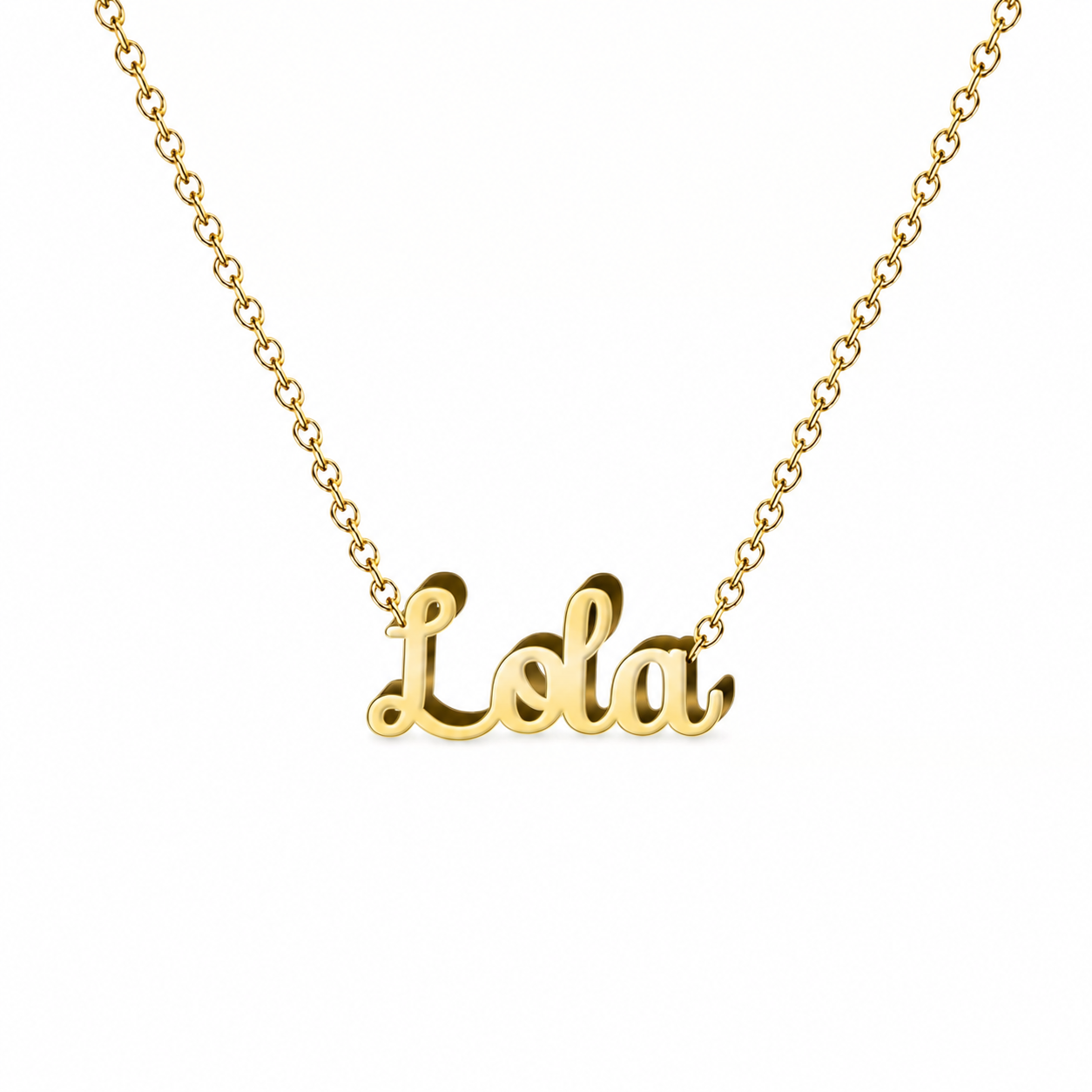 Collar con nombre personalizado Lola - Bañado en oro de 14k - IMAGEN2 V3