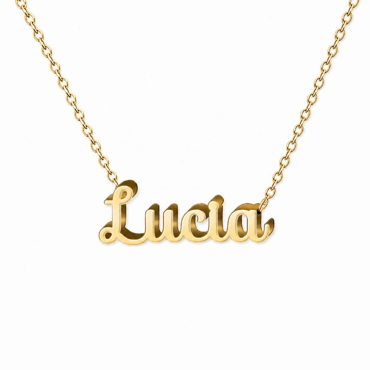Collar con nombre personalizado Lucía - Bañado en oro de 14k - IMAGEN2 V3
