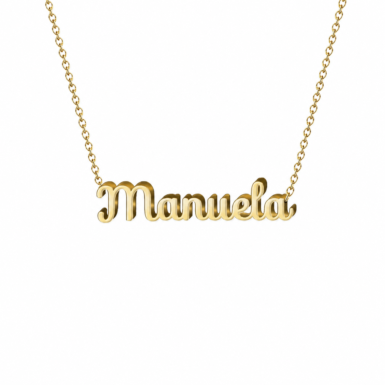 Collar con nombre personalizado Manuela - Bañado en oro de 14k - IMAGEN2 V3
