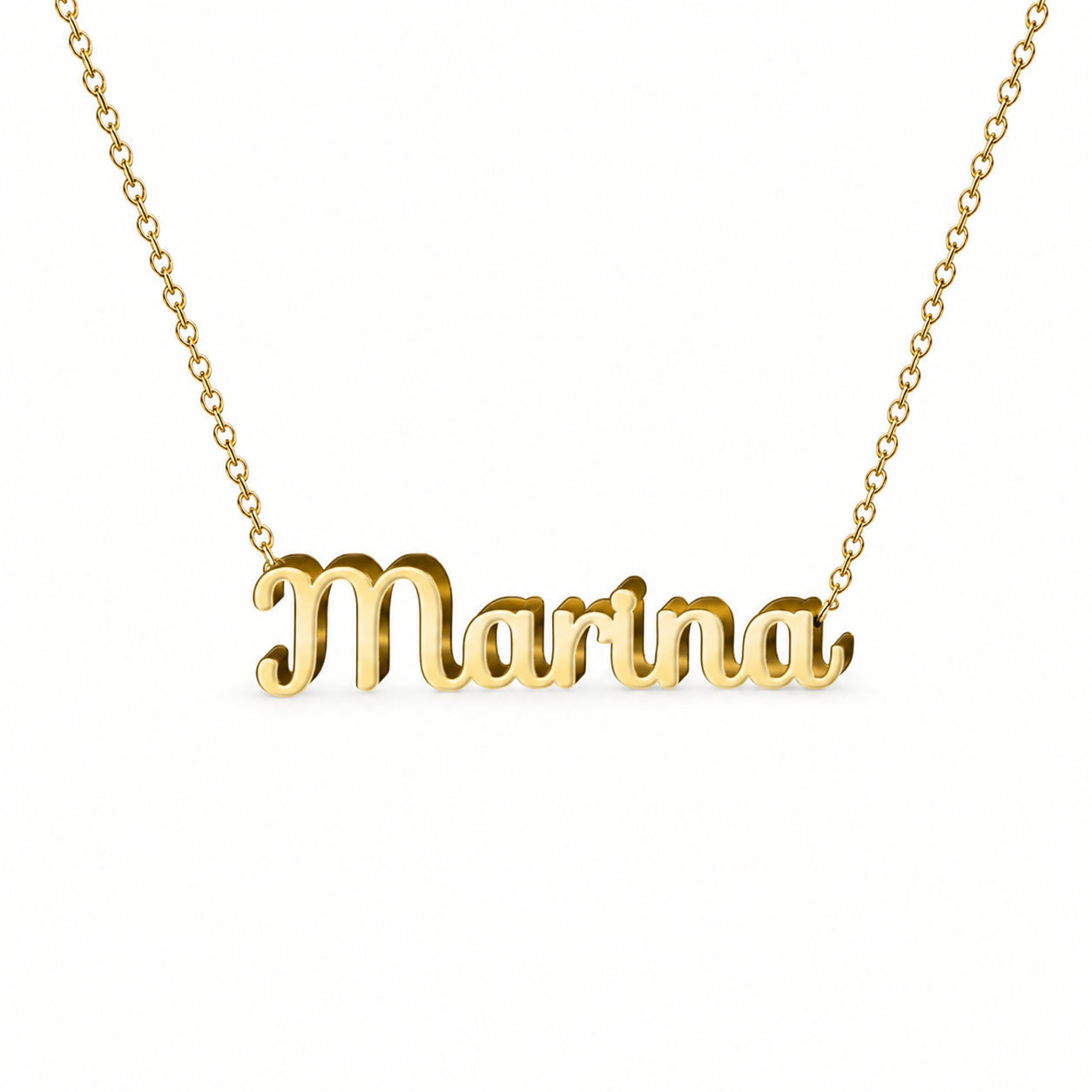 Collar con nombre personalizado Marina - Bañado en oro de 14k - IMAGEN2 V3