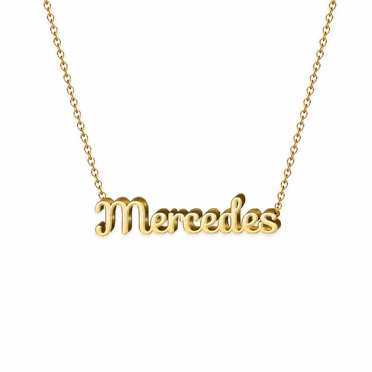 Collar con nombre personalizado Mercedes - Bañado en oro de 14k - IMAGEN2 V3