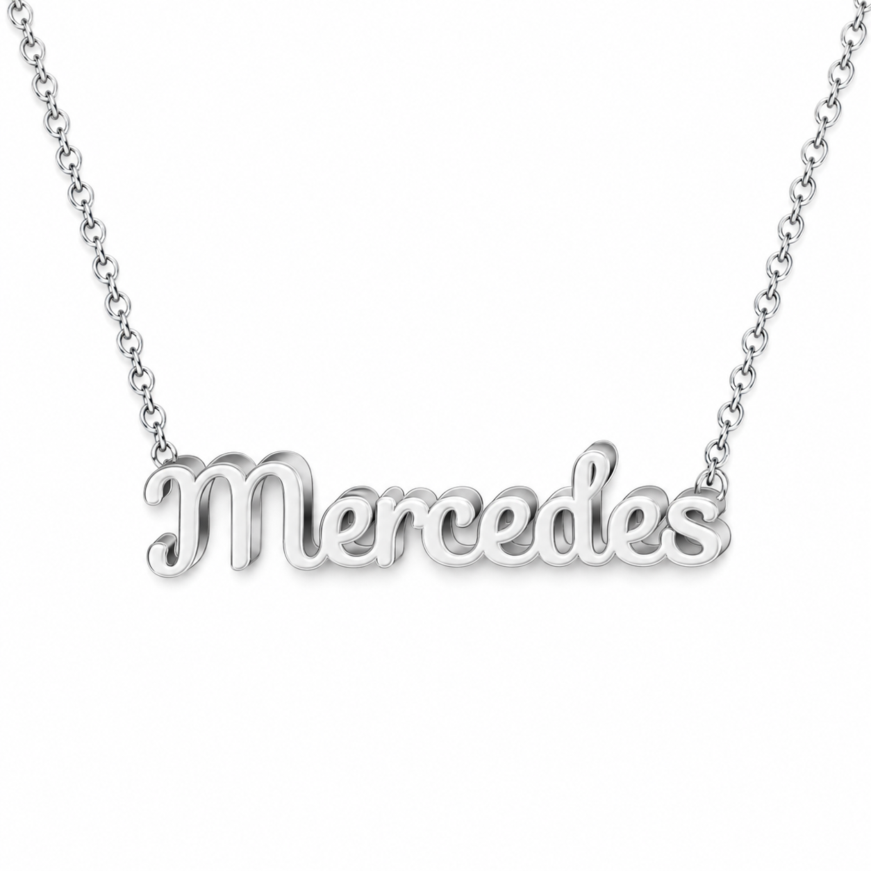 Collar con nombre personalizado Mercedes - Plateado - IMAGEN2 V3