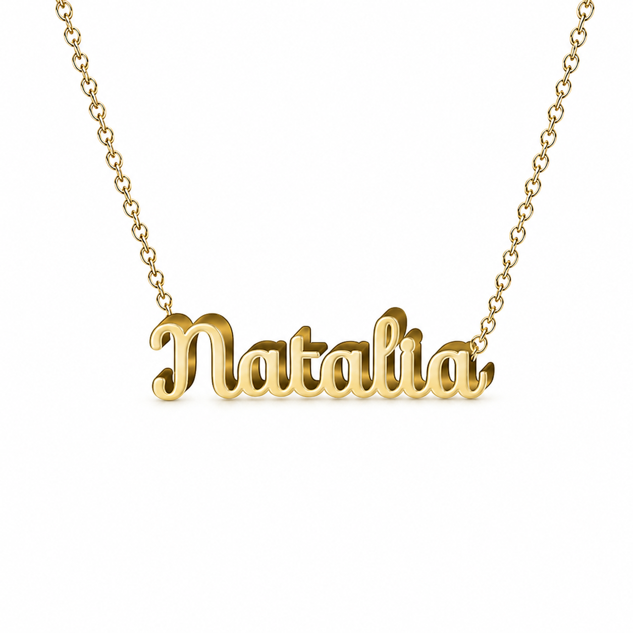 Collar con nombre personalizado Natalia - Bañado en oro de 14k - IMAGEN2 V3