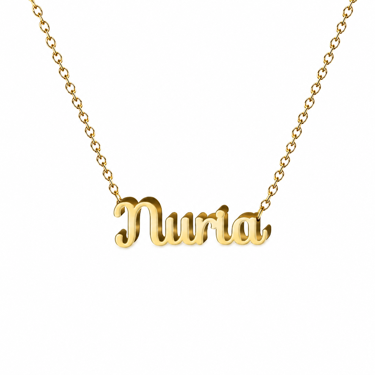 Collar con nombre personalizado Nuria - Bañado en oro de 14k - IMAGEN2 V3
