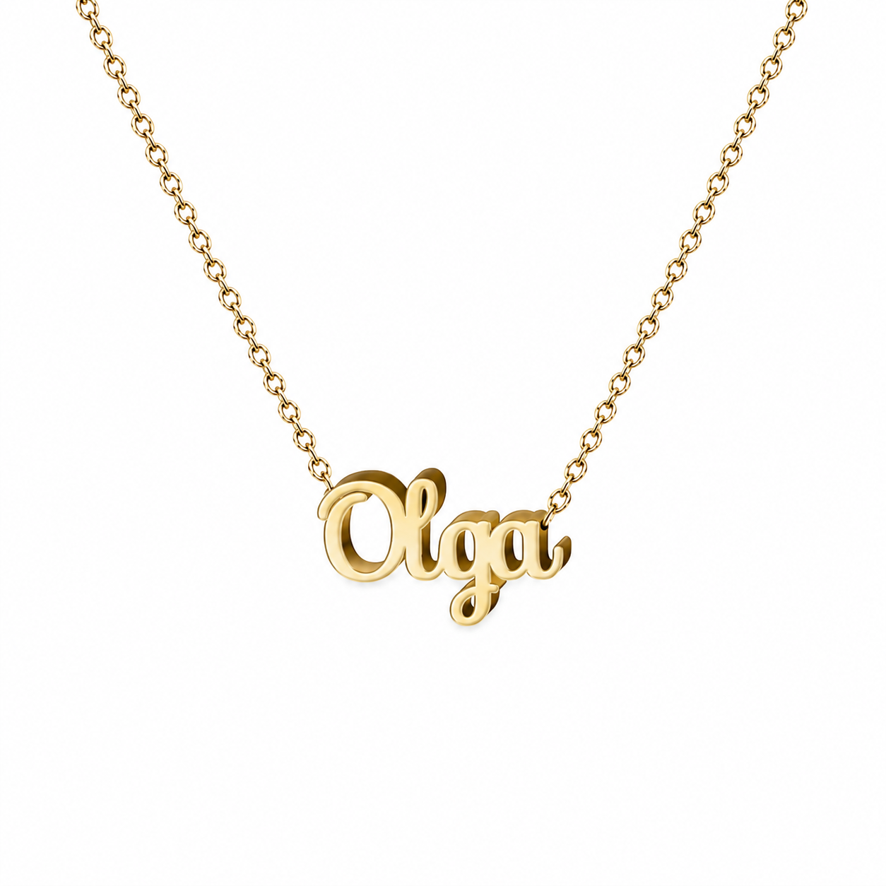 Collar con nombre personalizado Olga - Bañado en oro de 14k - IMAGEN2 V3