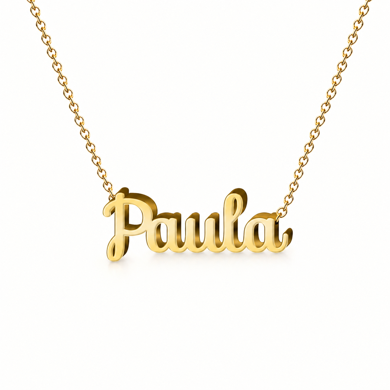 Collar con nombre personalizado Paula - Bañado en oro de 14k - IMAGEN2 V3