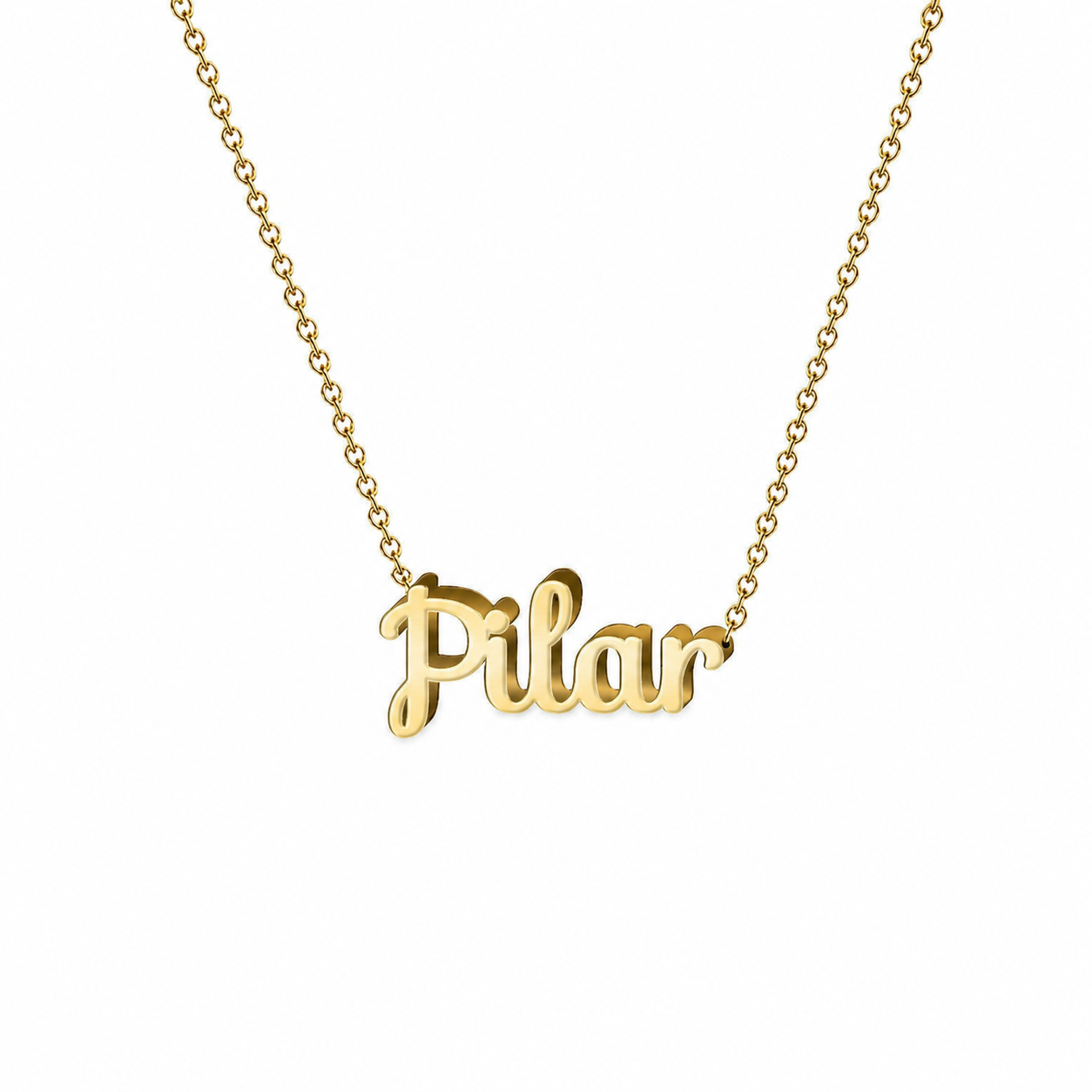 Collar con nombre personalizado Pilar - Bañado en oro de 14k - IMAGEN2 V3